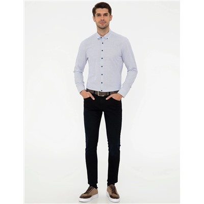Lacivert Slim Fit Uzun Kollu Gömlek