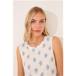 Pijama corto tirantes algodón paisley blanco