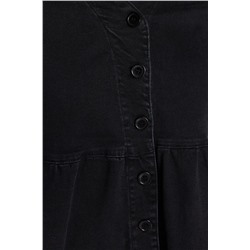 Antrasit Belden Açılan/Skater V Yaka Denim Elbise TBBSS23AH00078