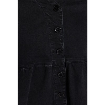 Antrasit Belden Açılan/Skater V Yaka Denim Elbise TBBSS23AH00078