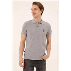 Erkek Gri Melanj Basic Polo Yaka Tişört