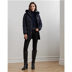 Crest-Patch Hooded Down Coat