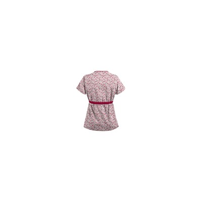 UA Ditzy Bouquet White Mock Wrap Scrub Top
