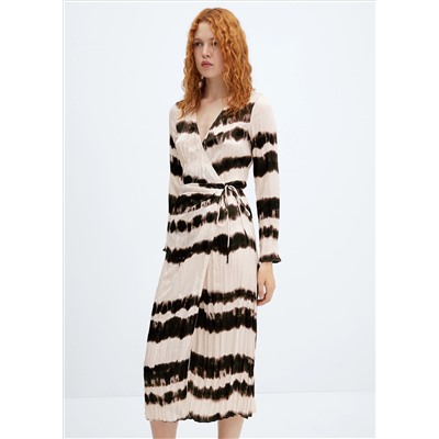 Vestido camisero plisado tie-dye