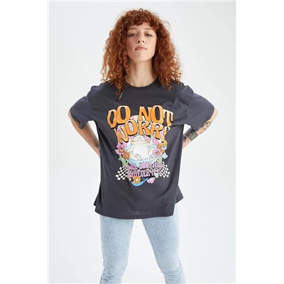 Defacto Coool Oversize Fit Baskılı Kısa Kollu %100 Pamuk Tişört Y8705AZ22HS