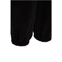 Siyah Jogger Paçası Lastikli Örme Büyük Beden Eşofman Altı TBBSS22EA0065