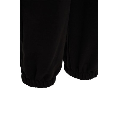 Siyah Jogger Paçası Lastikli Örme Büyük Beden Eşofman Altı TBBSS22EA0065
