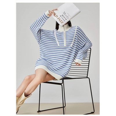 Удлиненный свитер фактурной вязки с воротником стойкой на молнии 💗