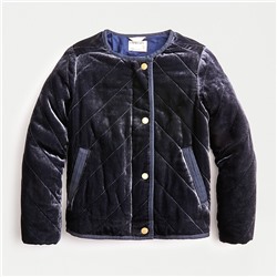 Girls' quilted velvet jacket