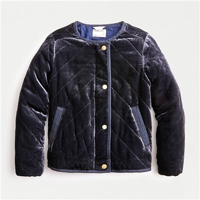 Girls' quilted velvet jacket