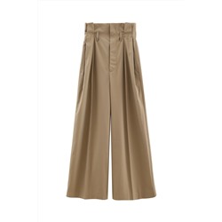 Pantalón palazzo de tiro alto Caqui