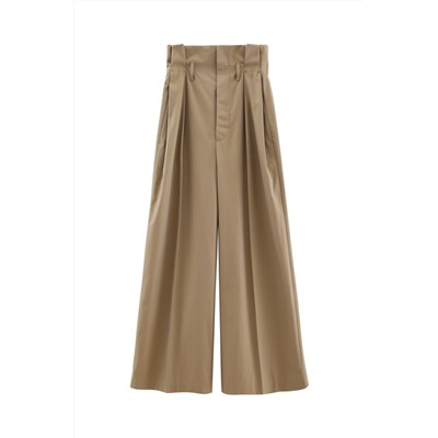 Pantalón palazzo de tiro alto Caqui