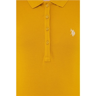 Kadın Sarı Basic Polo Yaka Tişört
