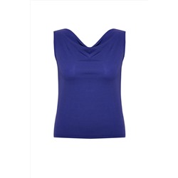 Mor Kayık/Degaje/Madonna Yaka Örme Bluz TBBSS24AF00021
