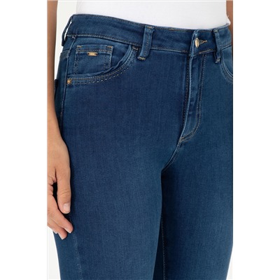Kadın Koyu Mavi Skinny Fit Jean Pantolon