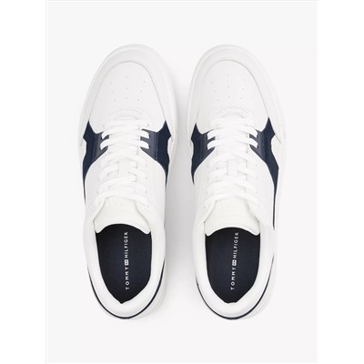 Leather Contrast Panel Court Sneaker