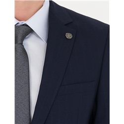 Lacivert Slim Fit Çizgili Takım Elbise