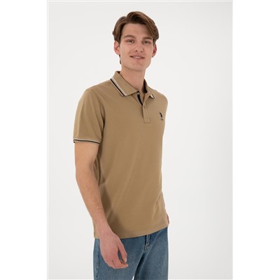 Erkek Regular Fit Polo Yaka Haki Basic Tişört