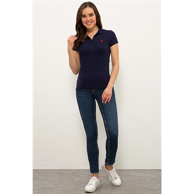 Kadın Lacivert Basic Polo Yaka Tişört