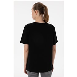 Kadın Siyah Bisiklet Yaka Basic Tişört