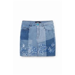 Falda corta vaquera paisley