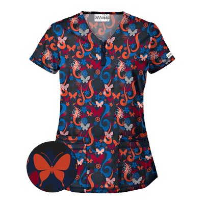 UA Flutter Flattery Navy Scrub Top