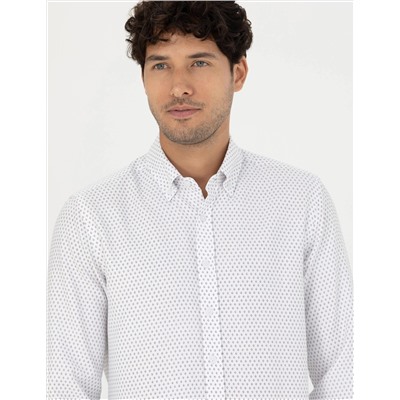 Beyaz Slim Fit Uzun Kollu Gömlek