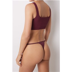 Tanga microfibra tira print y encaje