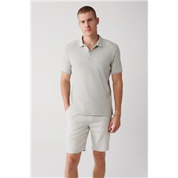 Avva Açık Gri %100 Pamuk Jakarlı Regular Fit 2 Düğmeli Polo Yaka T-shirt A31Y1185