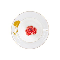 Пара чайная, 1 перс, 2 пр, 250 мл, фарфор F, белая, с золотистым кантом, Мак, Flowers, 60491
