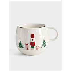 Кружка, 400 мл, фарфор P, белая, с золотым кантом, Щелкунчик, Let It Snow
