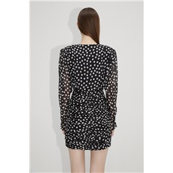 Vestido recto de seda Negro