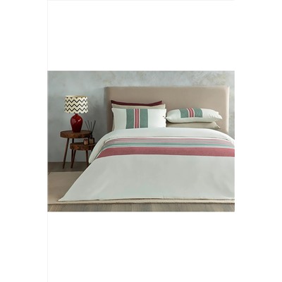 English Home Cosy Stripe Winter Soft Tek Kişilik Nevresim Takımı 160x220 Cm Kırmızı - Yeşil TYC00721720443