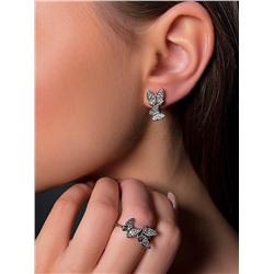 Кольцо из серебра с фианитами родированное 925 пробы к-7264р200