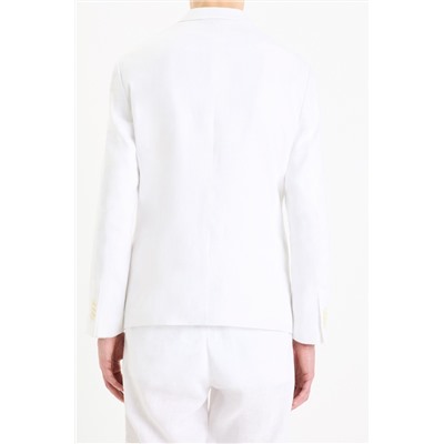 Chaqueta de traje slim fit de lino - Blanco