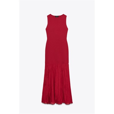 LONG COMBINED KNIT DRESS