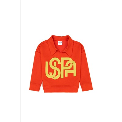 Kız Çocuk Turuncu Polo Yaka Sweatshirt