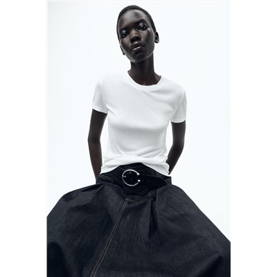 VISCOSE RIBBED T-SHIRT