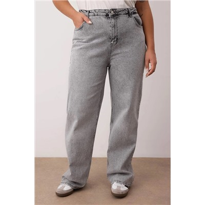 Gri Yüksek Bel Geniş Paça Büyük Beden Wide Leg Jeans TBBAW23CJ00020