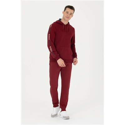 Erkek Bordo Kapüşonlu Sweatshirt