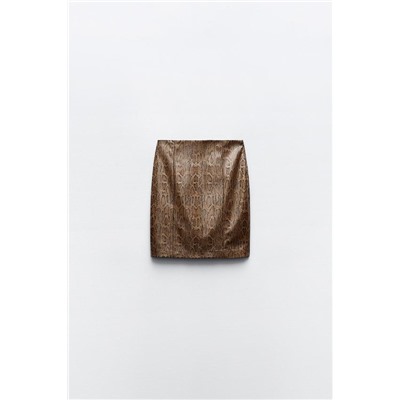 SNAKESKIN PRINT LEATHER EFFECT SKIRT