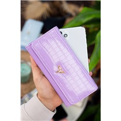 Garbalia Lady Teknolojik Deri Kroko Desen Bol Kartlıklı Bozuk Para Bölmeli Şık Lila Kadın Cüzdanı LADYCROCO