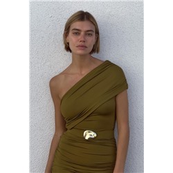 ASYMMETRIC GATHERED DRESS