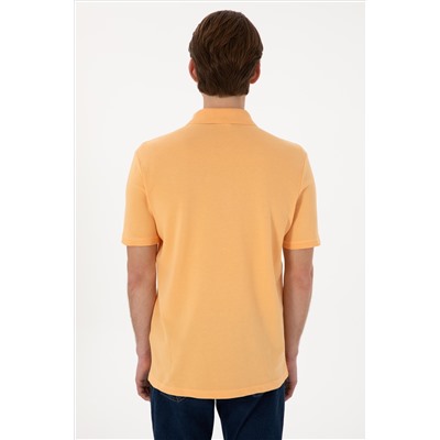 Erkek Regular Fit Polo Yaka Turuncu Basic Tişört
