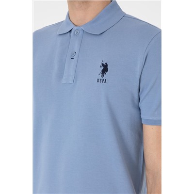 Erkek Slim Fit Polo Yaka Mavi Basic Tişört