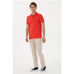 Erkek Slim Fit Polo Yaka Kırmız Basic Tişört