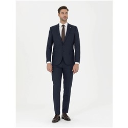 Lacivert Ekstra Slim Fit Çizgili Takım Elbise