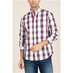 Camisa regular fit Blanco y verde
