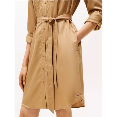 Long-Sleeve Belted Utility Shirtdress