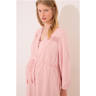 Bata "maternity" algodón rosa